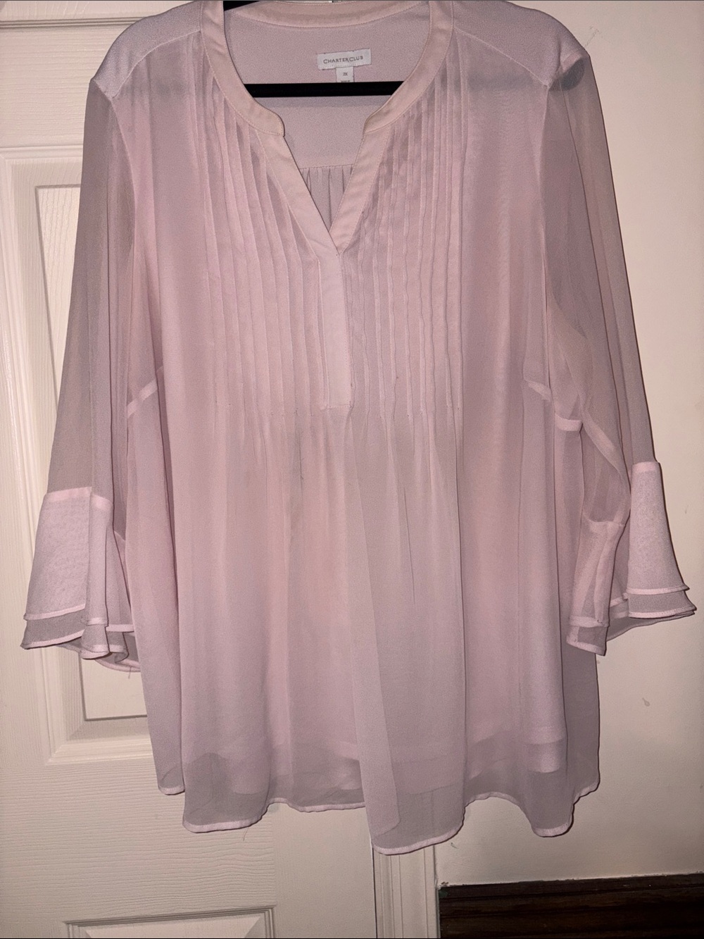 Charter Club Light Pink Pintuck V-Neck Tunic